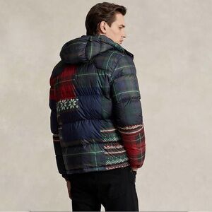 Polo Ralph Lauren The Gorham Patchwork Hooded Down Jacket Red, Green, Blue NWT